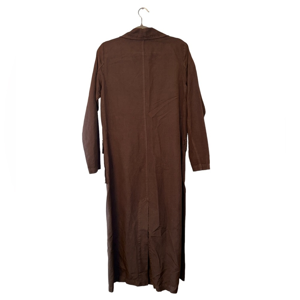 NWT STARK-X Oversized Utility Trench Coat Ash Grey Linen Blend Maxi Luxury $399 - Picture 8 of 11